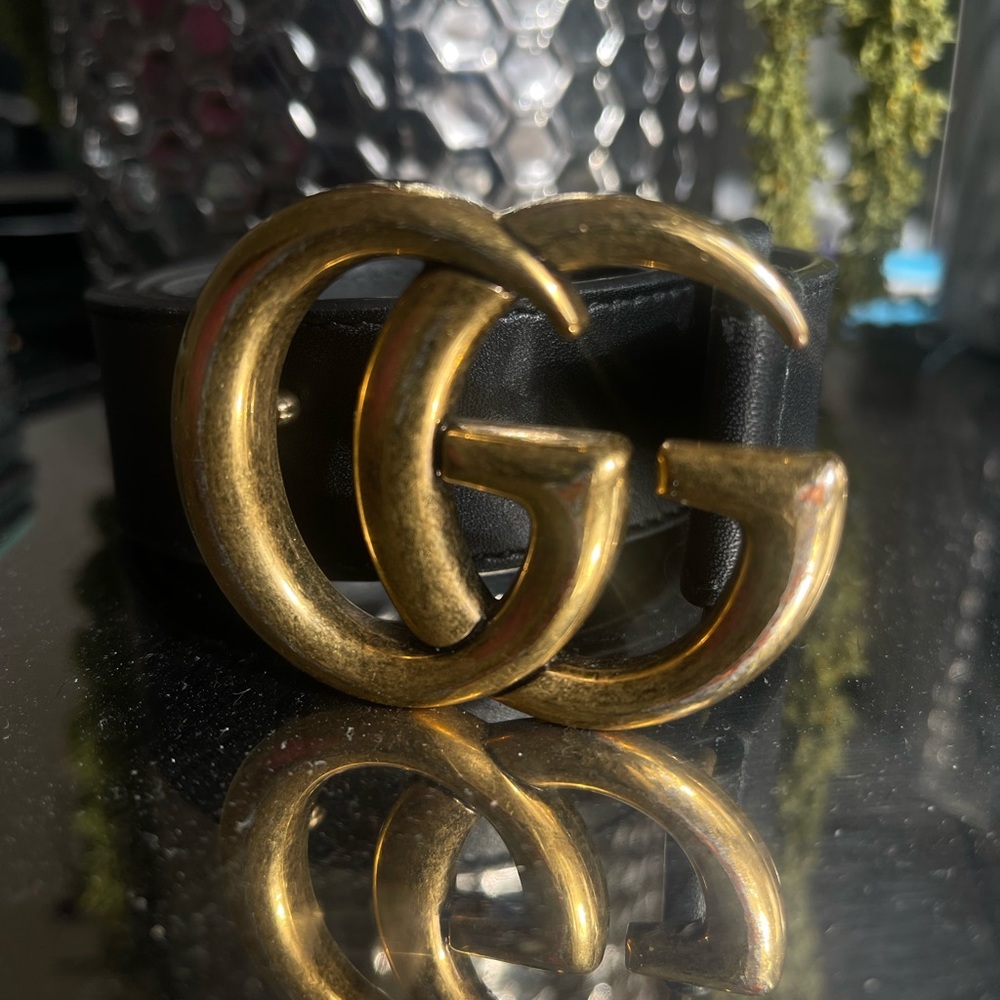 G MARMONT LEATHER BELT WITH SHINY BUCKLE